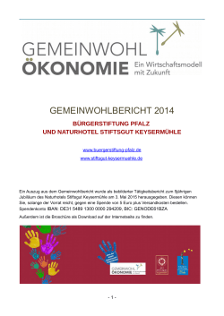GEMEINWOHLBERICHT 2014 - BÃ¼rgerstiftung Pfalz