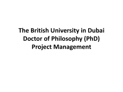 The British University in Dubai Doctor of Philosophy (PhD) Project