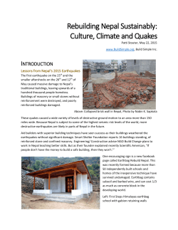 Rebuilding Nepal Sustainably: Culture, Climate