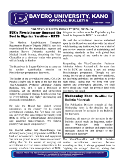Bulletin Friday 5th June, 2015, No. 26