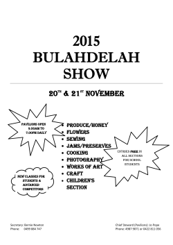 2015 Pavilion Schedule - Bulahdelah Show Society