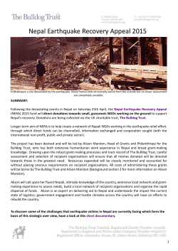 Nepal Earthquake Recovery Appeal 2015