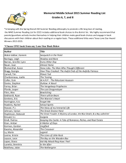 Memorial Middle School 2015 Summer Reading List Grades 6, 7
