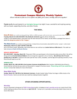 Protestant Campus Ministry Weekly Update