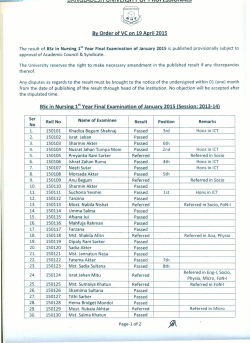 By Order of VC on 19 April 2015 BSe in Nursing 1stYear Final