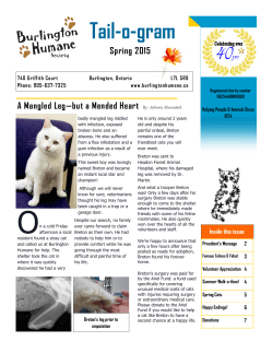 Current Issue-Sping 2015 - Burlington Humane Society