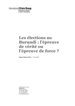 Les Ã©lections au Burundi : l`Ã©preuve de vÃ©ritÃ© ou l`Ã©preuve