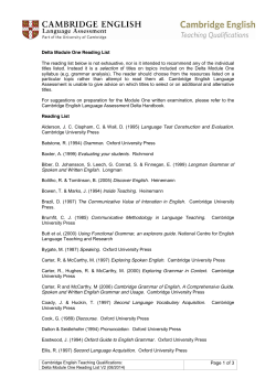 Page 1 of 3 Delta Module One Reading List The reading list