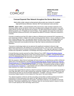 Comcast Expands Fiber Network throughout the Denver Metro Area