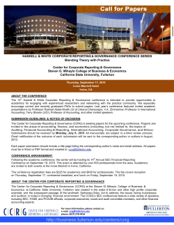 Call for Papers - Mihaylo College of Business and Economics