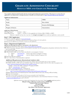 graduate admissions checklist - Mihaylo College of Business and