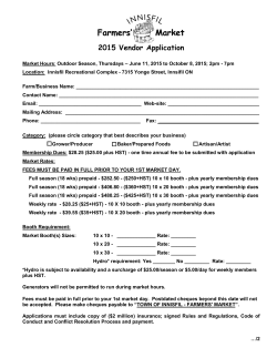 Innisfil Farmers` Market Vendor Applications Form 2015