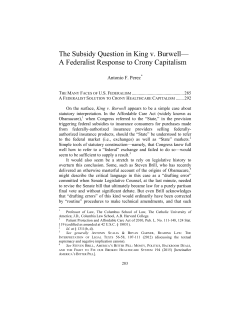 The Subsidy Question in King v. Burwellâ A Federalist Response to
