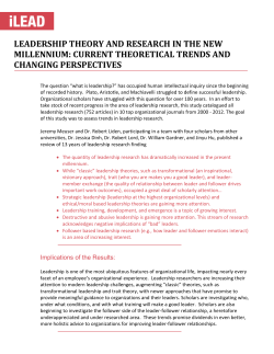 Leadership theory and research in the new millennium