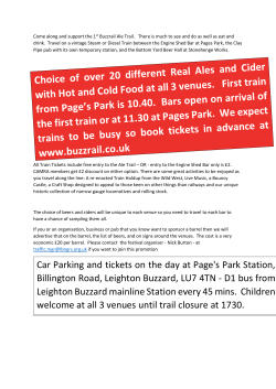 Car Parking and tickets on the day at Page`s Park Station, Billington
