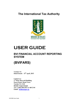 BVIFARS User Guide - Government of the Virgin Islands