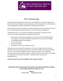 BWFTA scholarship - Baldwin-Whitehall Friends of the Theater Arts
