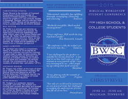 Color Brochure - Biblical Worldview Student Conference