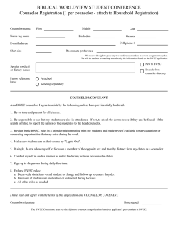 Counselor Registration - Biblical Worldview Student Conference