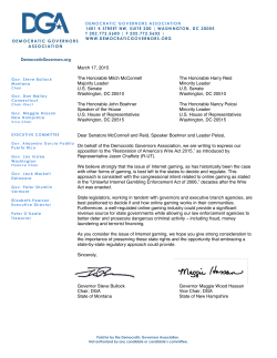 Letter from DGA Chairs Governor Steve Bullock (MT)