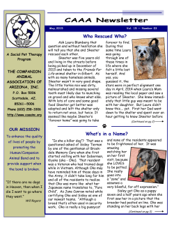CAAA Newsletter - Companion Animal Association of Arizona