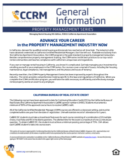 ADVANCE YOUR CAREER in the PROPERTY MANAGEMENT
