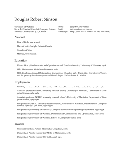 Douglas Robert Stinson: Curriculum Vitae