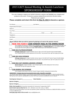 SPONSORSHIP FORM - CACT the Connecticut Association for