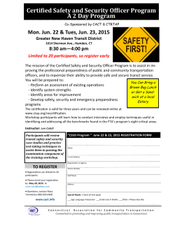 Certified Safety and Security Officer Program A 2 Day Program