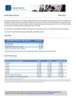 NewsletterCCLApril15 - Cadence Capital Limited