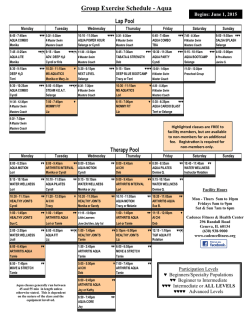 Group Exercise Schedule - Aqua - Cadence Fitness & Health Center
