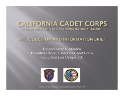 Colonel Larry K. Morden Executive Officer, California Cadet Corps
