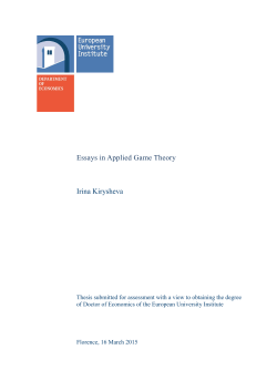 Essays in Applied Game Theory Irina Kirysheva