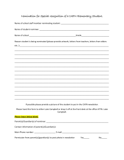 Elementary Student Recognition Program Nomination Form