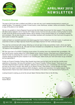 2015 april - may newsletter - Cairns Netball Association