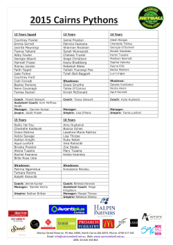 2015 Cairns Pythons - Cairns Netball Association