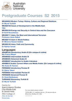 Postgraduate Courses S2 2015 - Centre for Arab & Islamic Studies