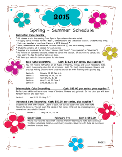 Spring - Summer Schedule