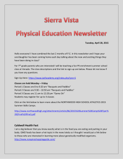 March/April Sierra Vista Physical Education Newsletter