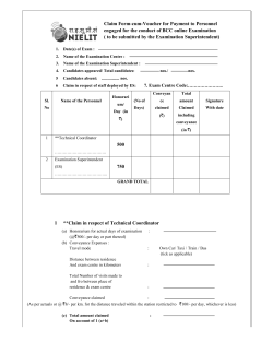 1 **Claim in respect of Technical Coordinator Claim Form