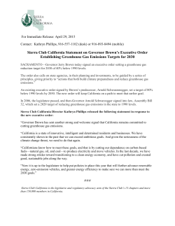 Sierra Club California Statement on Governor Brown`s Executive