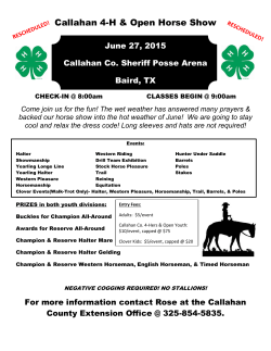 Callahan County 4-H Spring Horse Show Packet