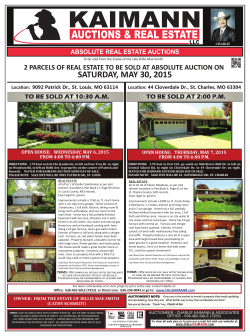SATURDAY, MAY 30, 2015 - Kaimann Auctions & Real Estate, LLC