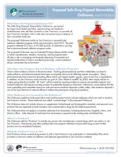 Safe Drug Disposal Stewardship Ordinance Fact Sheet