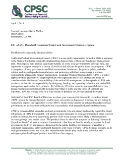 CPSC Letter of Opposition - California Product Stewardship Council