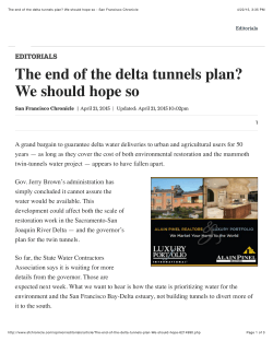The end of the delta tunnels plan? We should hope so