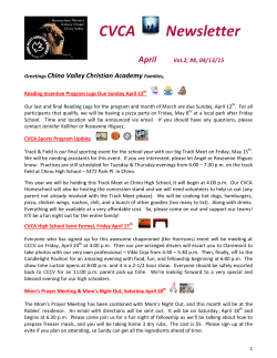 April 2015 Newsletter - Calvary Chapel Chino Valley