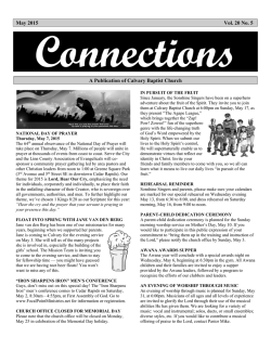 May 2015 Vol. 20 No. 5 A Publication of Calvary Baptist Church