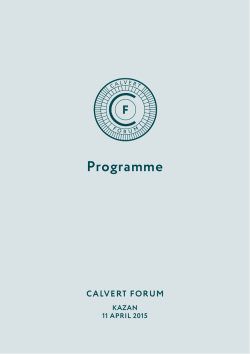 Programme - Calvert Forum