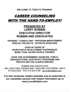 career counseling with the hard`to`employ!